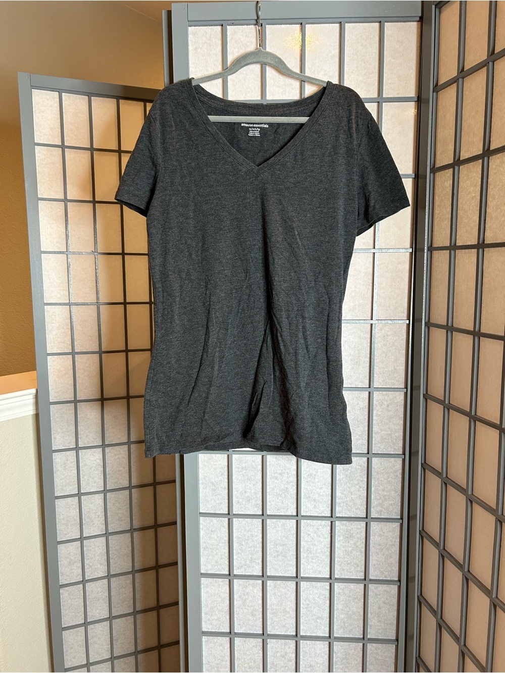 Amazon Essentials Women's Charcoal V-Neck Short Sleeve Tee